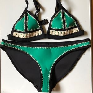 Authentic green/white/black triangle swimsuit